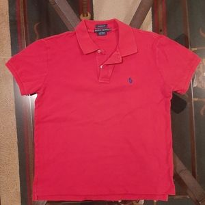 Ralph Lauren Youth Red Buttoned Collar Short Sleeve Polo Size M